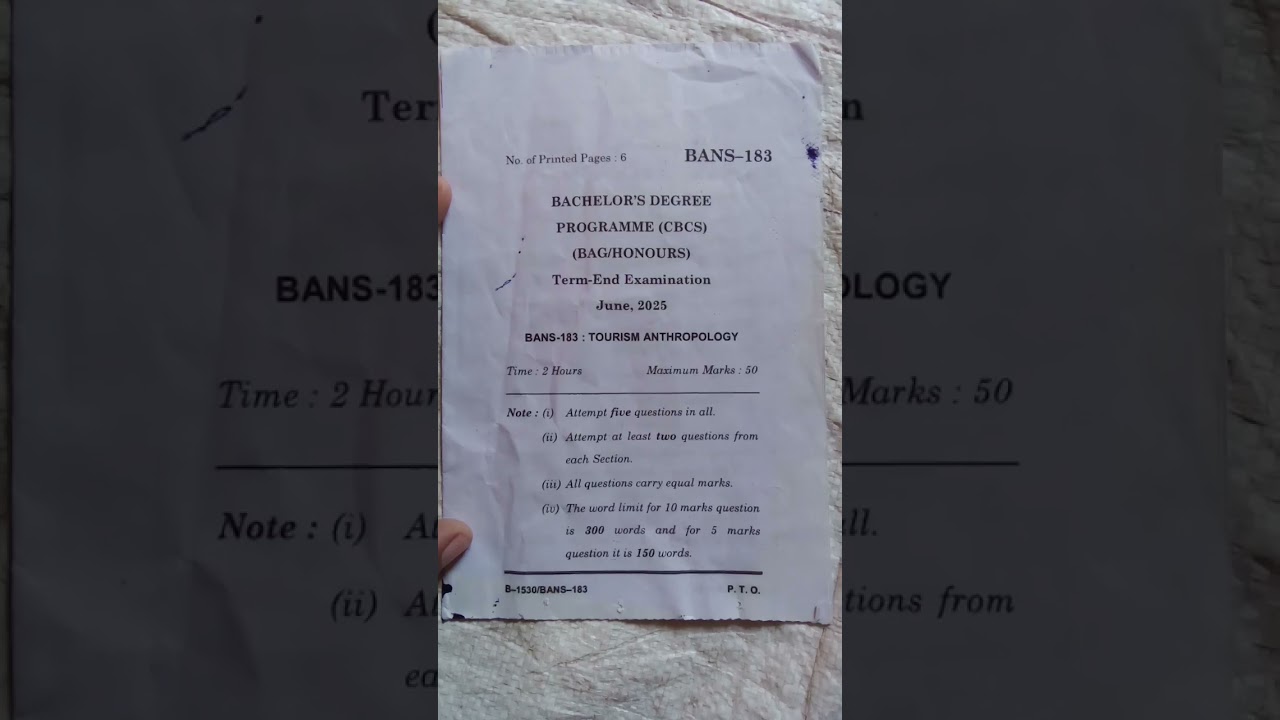 IGNOU June 2025 Question paper BANS -183