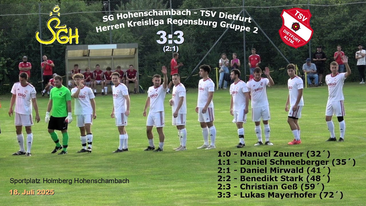 SG Hohenschambach - TSV Dietfurt 3:3 - Herren Kreisliga Regensburg Gruppe 2