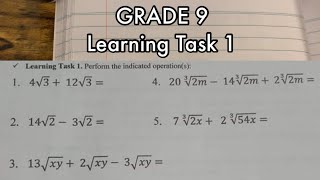 Celebrity Grade 9 Learning Task 1: Perform the indicated operations on radicals Profile
