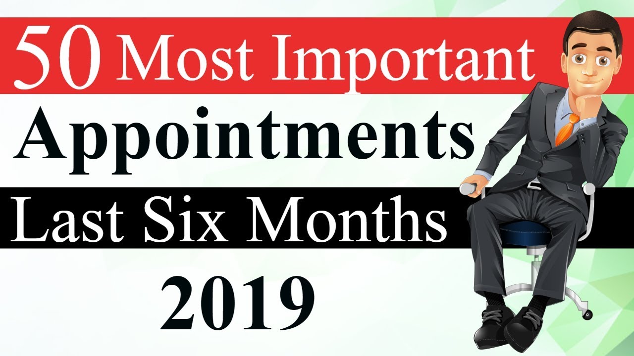 50 Most Important Appointments January to June 2019 - National & International Current Affairs