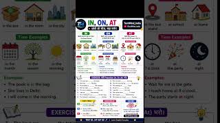 📘 IN, ON & AT का सही use अब आसान 😍Time, place और examples के साथ easy explanation ✅👇