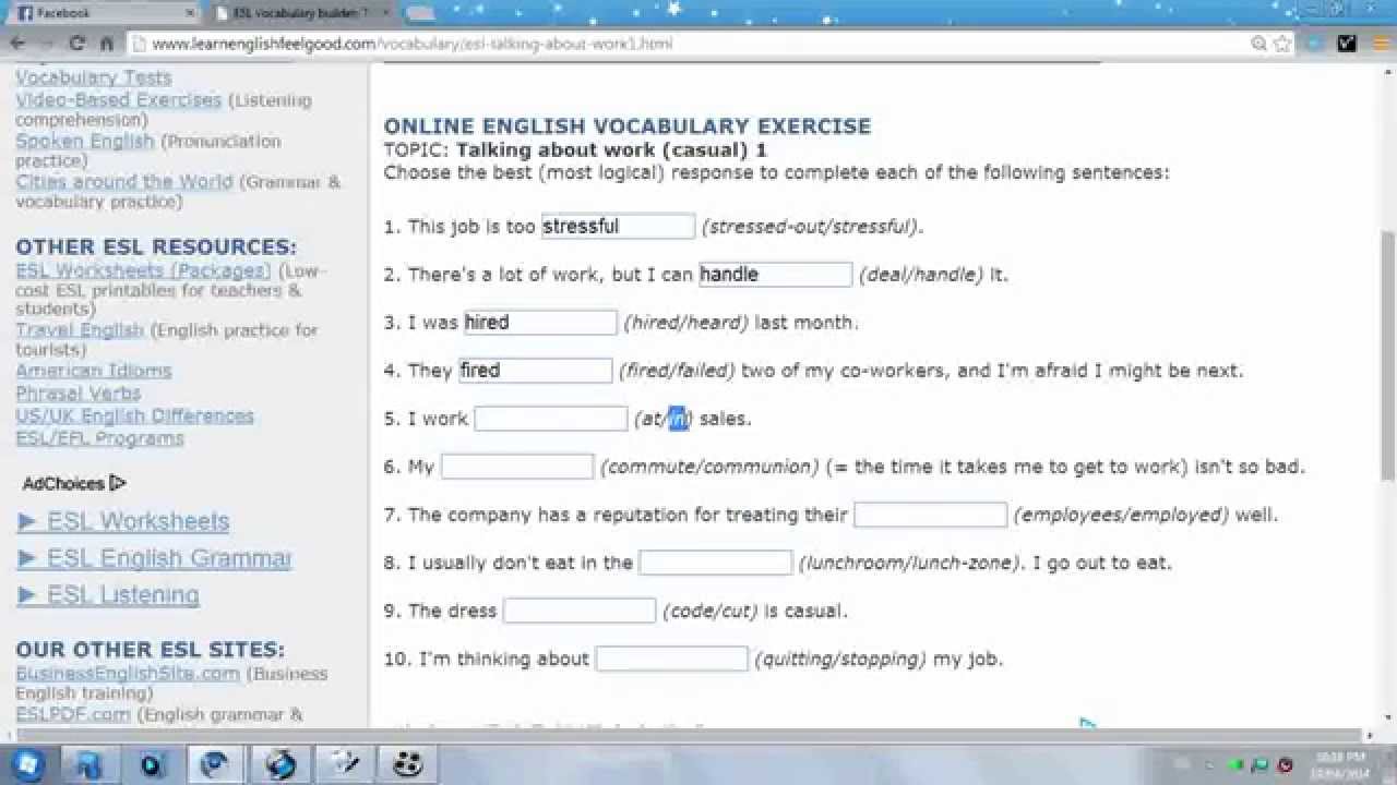 ENGLISH VOCABULARY EXERCISE - YouTube