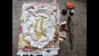 (SOLD) Chunky Grungy Boho Botanical Junk Journal "Waiting" Flip Through \ 2 of the 3