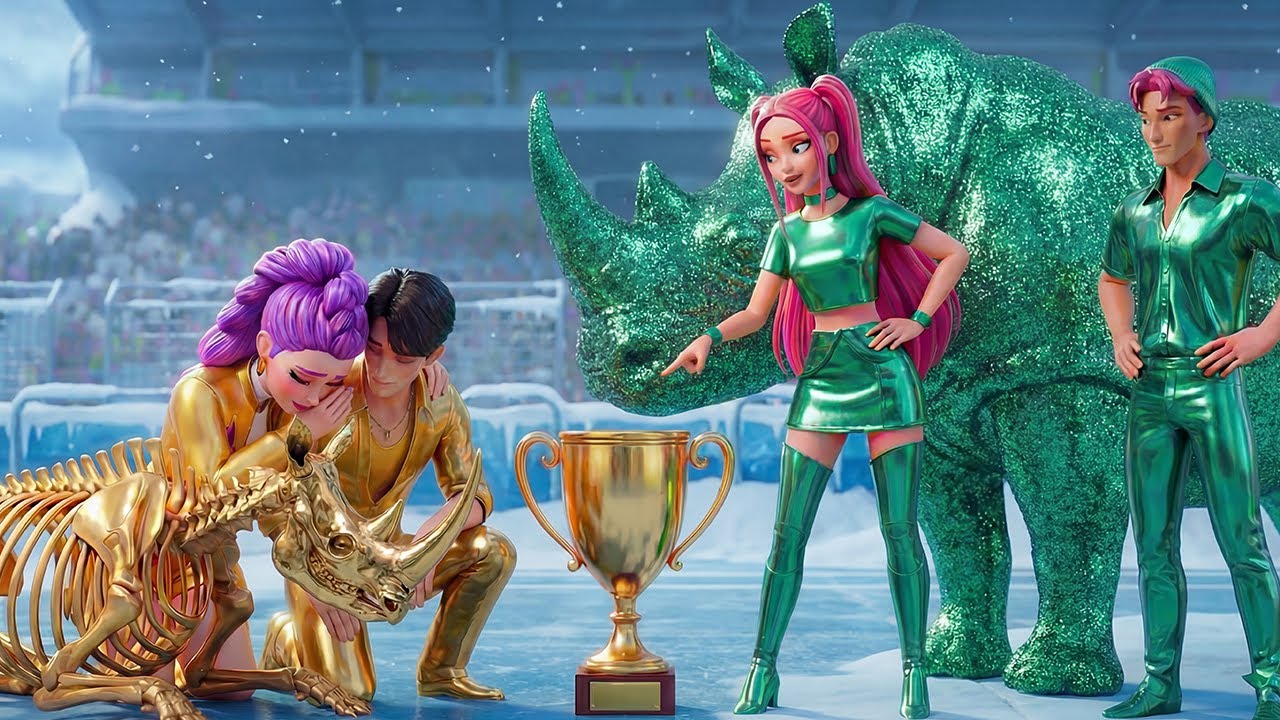 Golden Family VS Emerald Family 🦏 RUMI Gets Rhino Racing Championship 🏆 KPOP Demon Hunters Animati