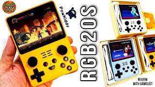 Powkiddy RGB20S fast tour review games list vertical retro console high quality best gaming handheld