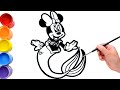  drawing and coloring minnie mouse with mermaid costume  art colorkids