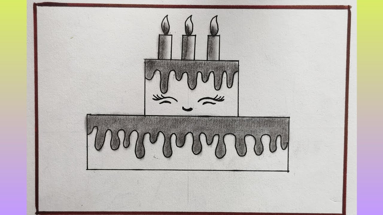 Beautiful Cute Cake Drawing//Easy Step By Step//Easy Cake Drawing ❤️👌👌