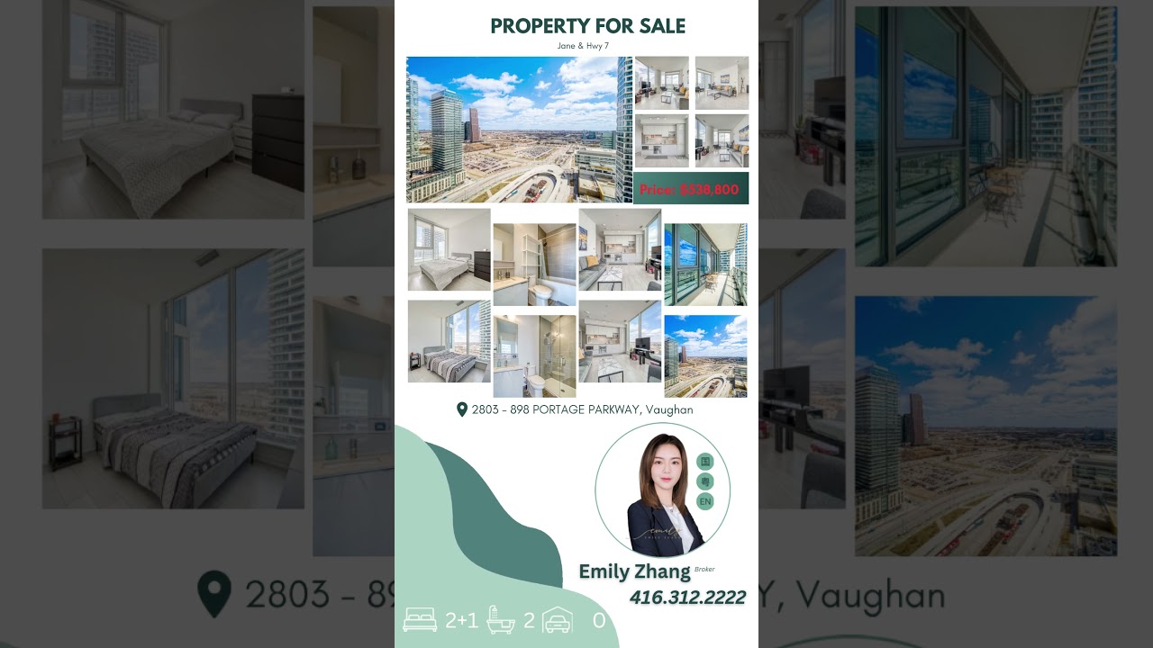 🔥 New Condo Listing by Emily Zhang📍 2803 – 898 Portage Parkway, Vaughan (Vaughan Corporate Centre)