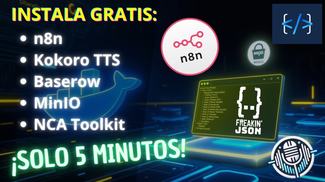 Instala N8n GRATIS en 5 MINUTOS con Docker | Kokoro, Baserow, MinIO ...
