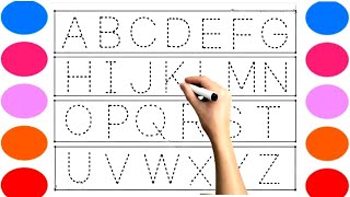 Alphabet, ABC song, abcd, a to z, Kids rhymes, collection for writing along dotted lines for toddler