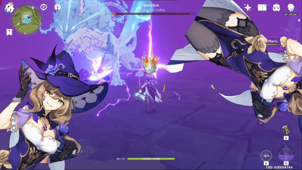 【原神】リサ Lisa dps vs Andrius (no damage). AR 55. 【Genshin Impact】