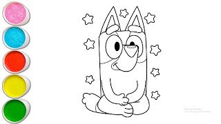 Cute Bluey Drawing for kids, Painting \& Coloring for kids, Toddlers | Let's Draw Together