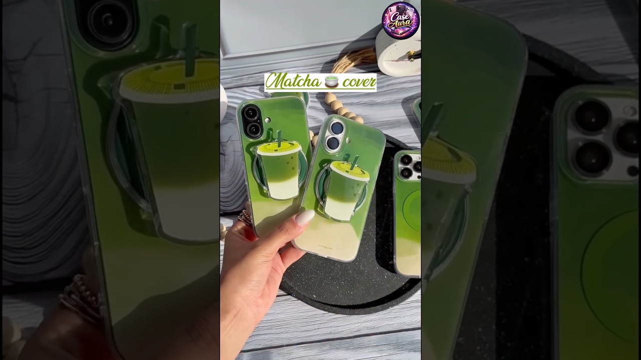 iPhone 16 Pro Max Matcha Cup Phone Cover with Pop Socket | Cute & Trendy Case