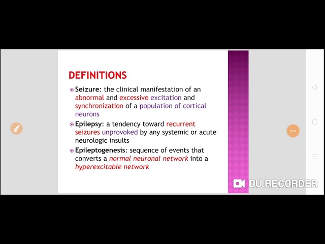 Definition of Seizure and Epilepsy