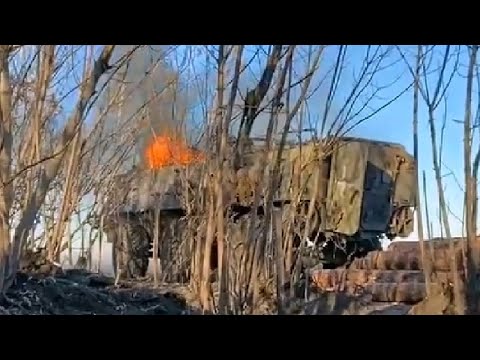 A damaged Finnish armored personnel carrier XA 180 Patria Pasi of the Armed Forces of Ukraine somewh