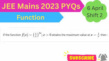 If the function f(x) = (1/x)²ⁿ ; x ≥ 0 attains the maximum value at x=1/e then: JEE Mains 2024