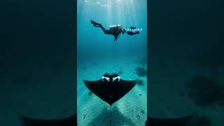Something Blocked The Sun Below Him😳 #MantaRay #OceanMystery #UnderwaterWorld #MarineLife #shorts