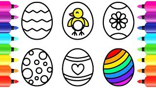 Six Easter Eggs Coloring Pages 🐣| Easter Kids Activities | Kids Learn Drawing and Coloring