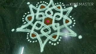 Very easy sikku kolam with 5×3 dots