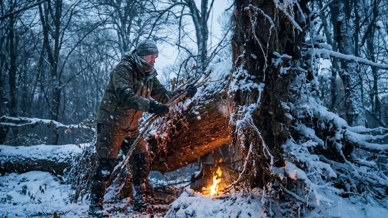 🥶 Trapped in Heavy Snow & Blizzard ❄️ Solo Survival in Frozen Wilderness