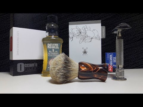 Бритье. Крем Mühle Organic, Occam`s Razor, кастомный помазок, лосьон Reuzel, PolSilver