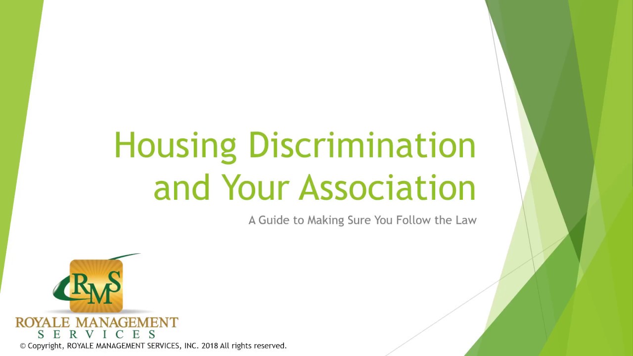 Housing Discrimination and Your Association, A Guide to Making Sure You Follow the Law