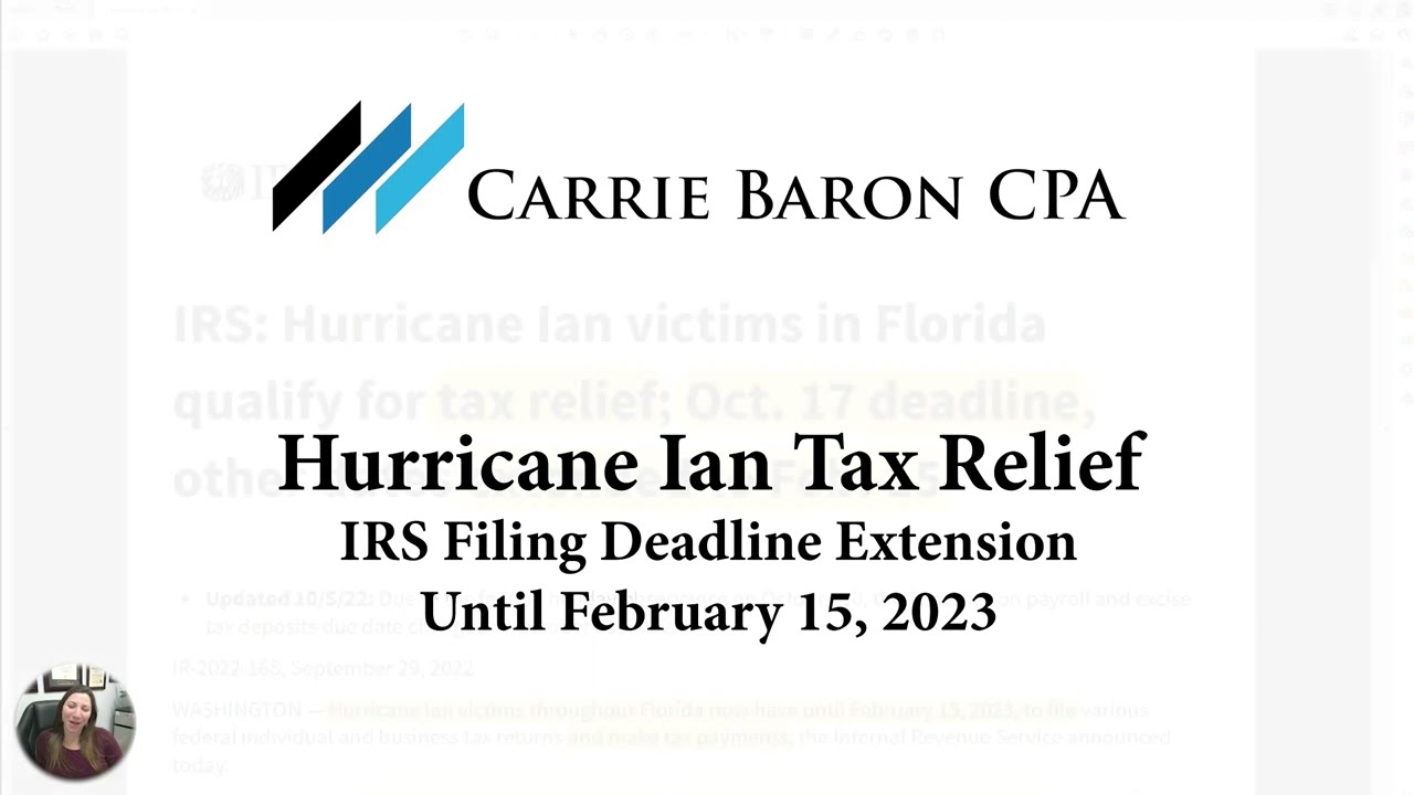 Hurricane Ian Tax Deadline Extension for Florida