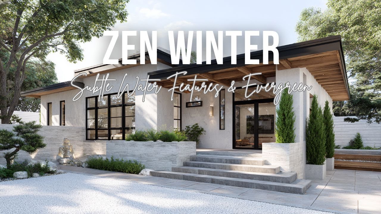 Zen Winter Tranquility Subtle Water Features & Evergreen Accents in Garden Design