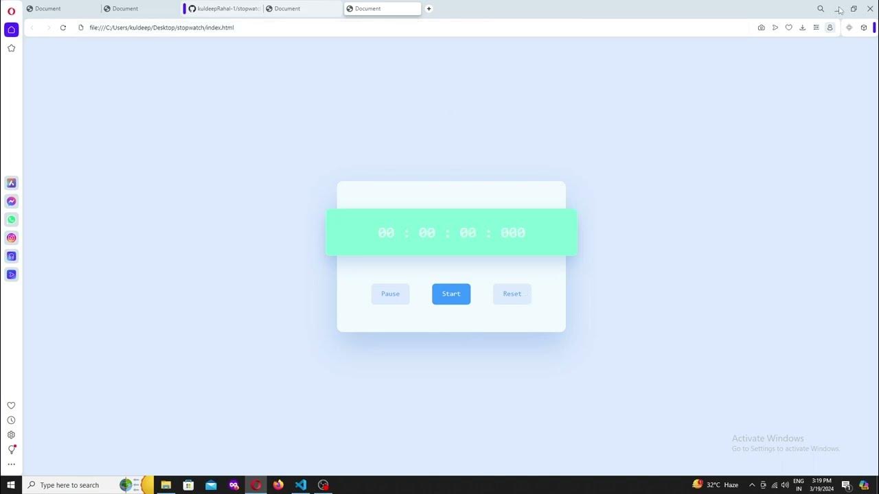 stopwatch (created by using HTML CSS AND JAVA SCRIPT) - YouTube