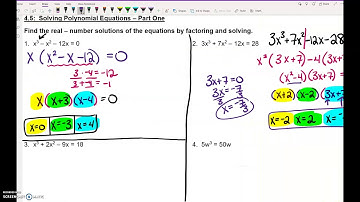 Alg 2  4.5 Solve Polynomial Equations by Factoring