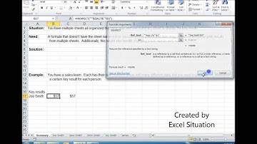 Excel pulling information across sheets using Indirect