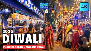 [4K] Diwali Festival Bangkok 2025 • Phahurat Rd and Ong Ang Canal 🇹🇭 ASMR 🎧 Walking Tour