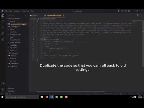 Make a Shortcut for "Console.log" in Visual Studio Code