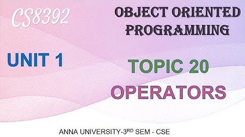 CS8392 - OBJECT ORIENTED PROGRAMMING - UNIT 1 - TOPIC 20- JAVA OPERATORS IN TAMIL BY ABISHA