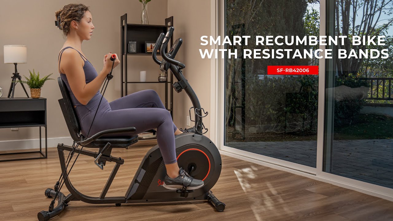 16-Level Smart Magnetic Resistance Recumbent Bike | Sunny Health & Fitness