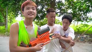 Banana TV : Super Hero In SQUID GAME Shooting Ball With Nerf Gun , Who Will Win ?