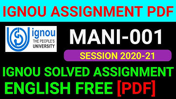 MANI 001 Solved Assignment 2021, MANI 1 Solved Assignment 2020-21 in English, MANI 1 Assignment