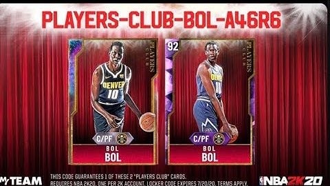 NEW BOL BOL LOCKER CODE IN NBA 2K20 MYTEAM!