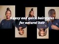 5 easy and quick hairstyles for natural hair 🤍✨ South African YouTuber 🇿🇦💙