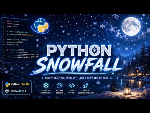 "I Coded Snowfall in Python ❄️🌙 | Turtle Graphics Animation"