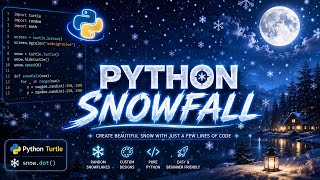 I Coded Snowfall in Python ❄️🌙 | Turtle Graphics Animation