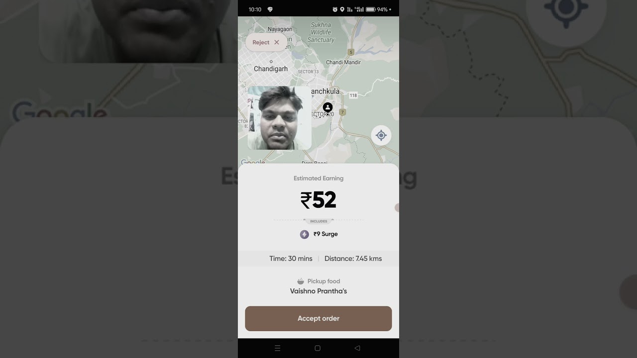 Food delivery rate card