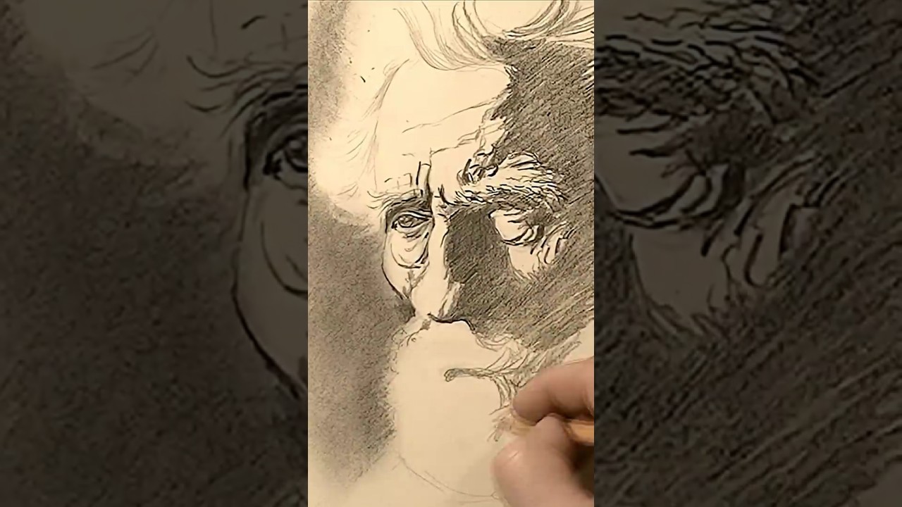 Old man pencil art - YouTube