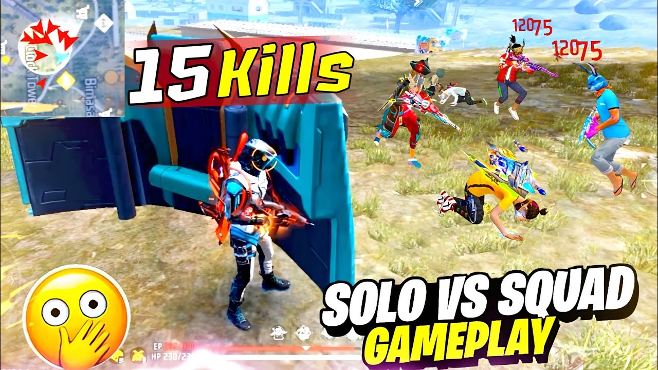Free Fire Overpower 😲Solo Vs Squad Gameplay 🤯 With 15 Kills Booyah??🤔 Free Fire Max