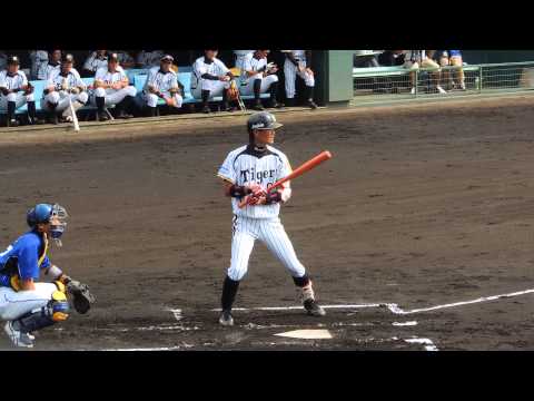 2013.10.02　鳴尾浜　練習試合（パナソニック）　大和第１打席　ライト前ヒット