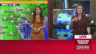 Strong Tropical Storm Harold winds make for strong waves, possible tornadoes