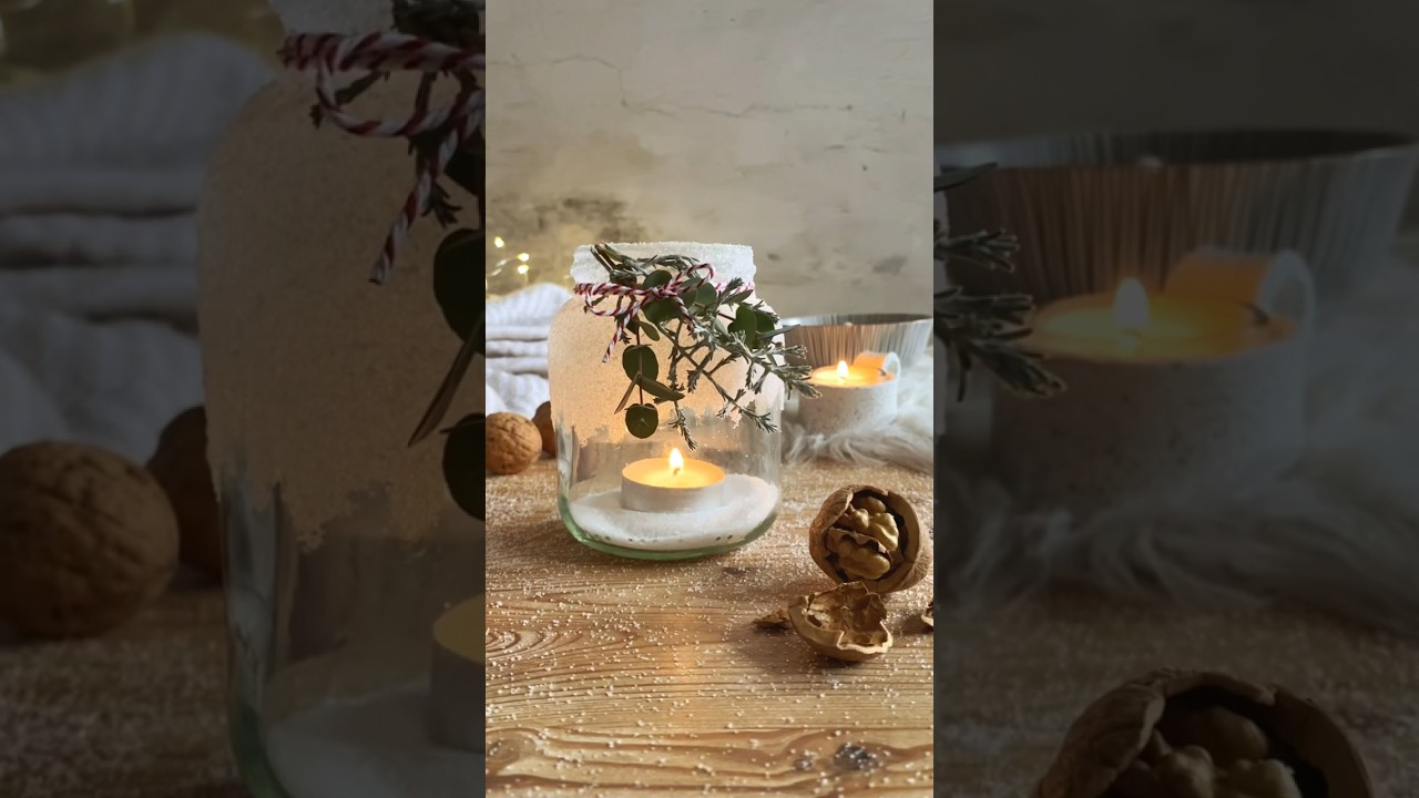 DIY Windlicht basteln passend zum Winter - einfache Idee, auch für Kinder ein schönes Kreativprojekt