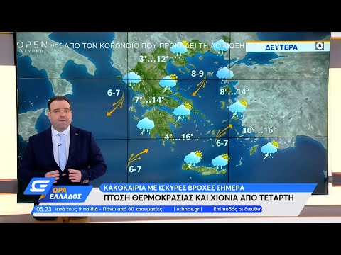 Καιρός 10/01/2022: Κακοκαιρία με ισχυρές βροχές σήμερα | Ώρα Ελλάδος | OPEN TV