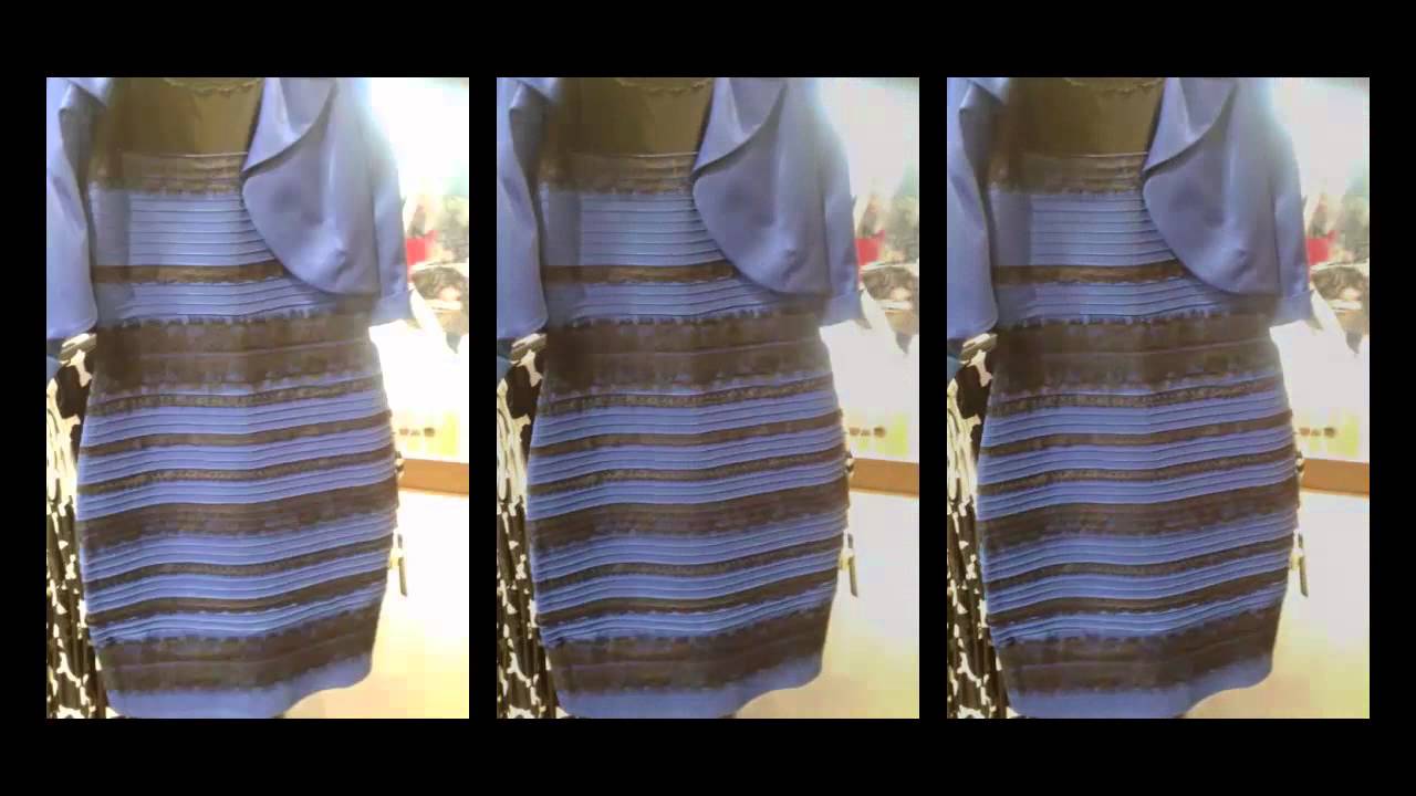 white gold and blue black dress