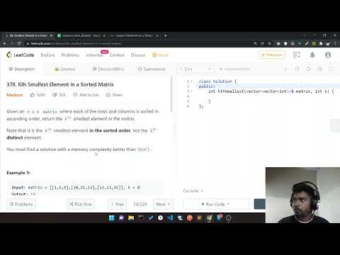 378. Kth Smallest Element in a Sorted Matrix | | Medium Problem | | Leetcode Solution